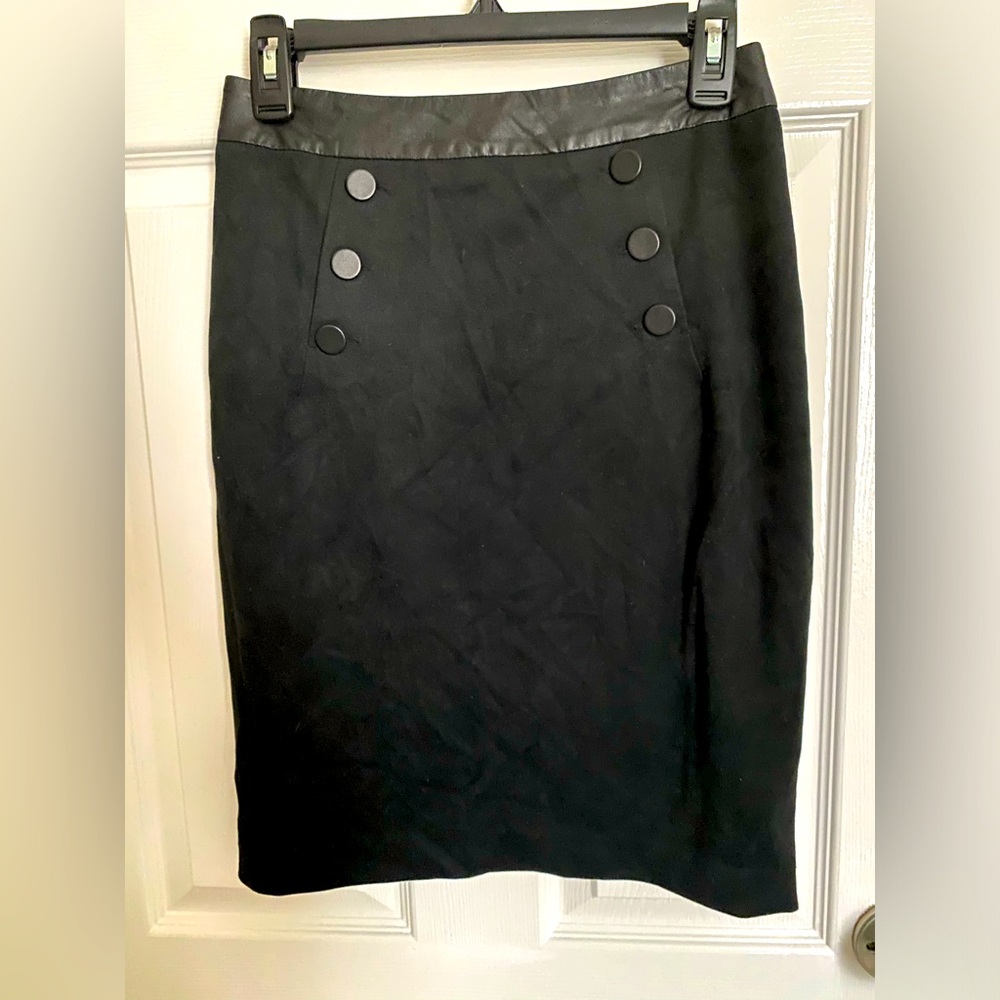 Black suede pencil skirt